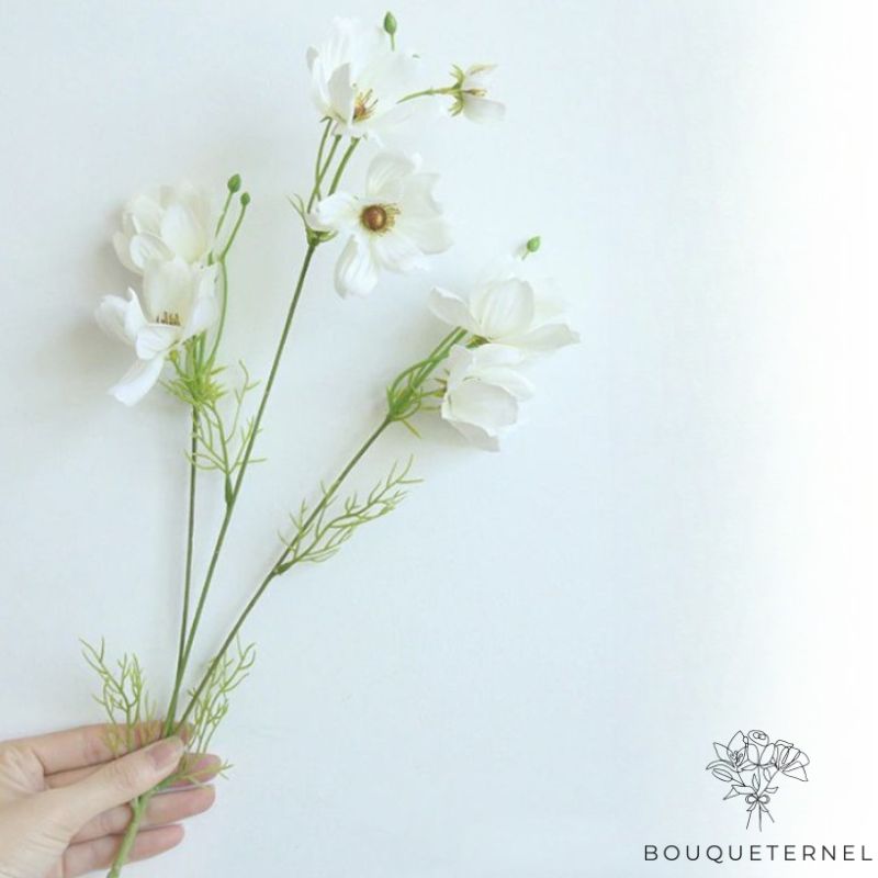 Fleurs Artificielles Tombales Blanche | Lot de 2 Tiges de Fleurs Artificielles