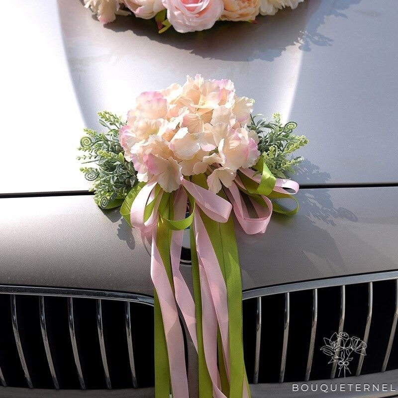 Fleurs pour le Capot de Voiture de Mariage Roses Pâles
