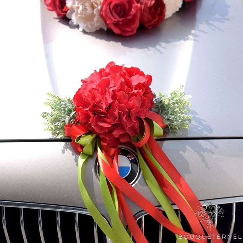 Fleurs pour le Capot de Voiture de Mariage Rouges