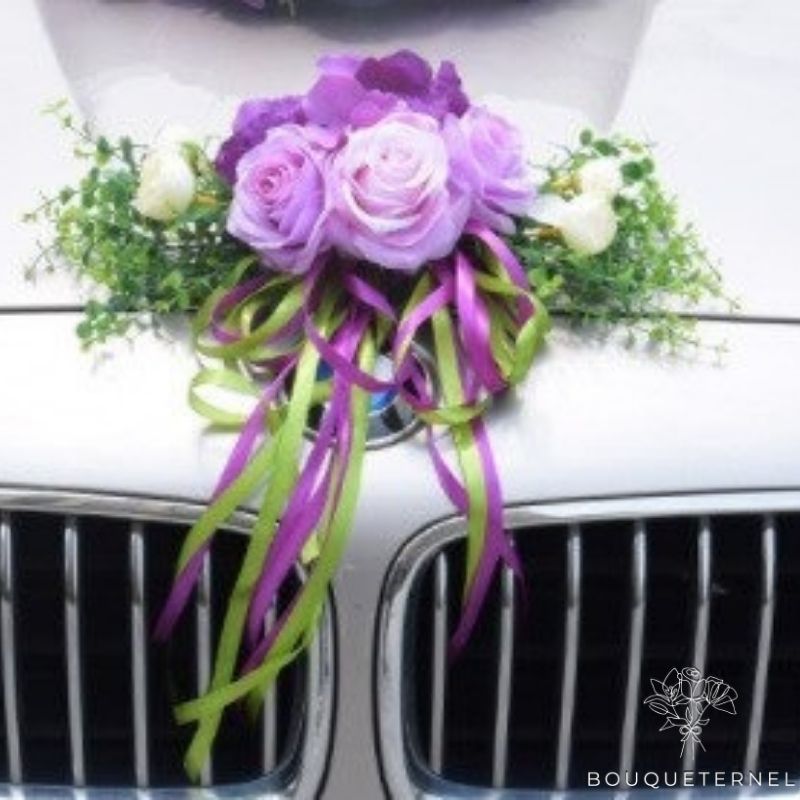 Fleurs pour le Capot de Voiture de Mariage Violettes