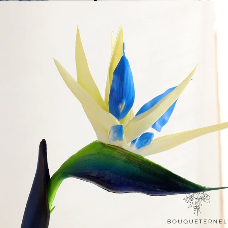 Fleurs Oiseau de Paradis Regalis Artificielles Bleue