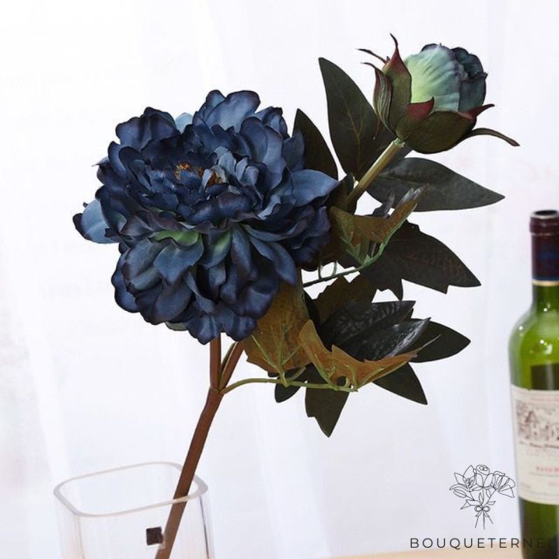 Pivoine en Soie Bleue