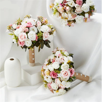 Bouquet Mariée Moderne blanc et rose présentation