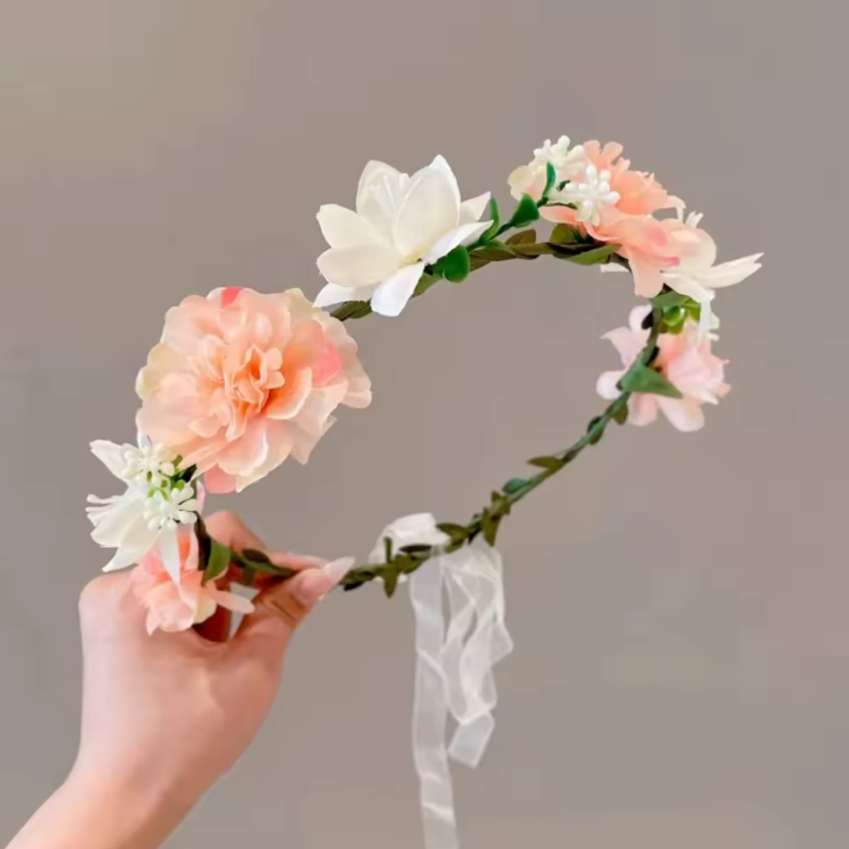 Couronne de Fleurs de Mariage pour Cheveux