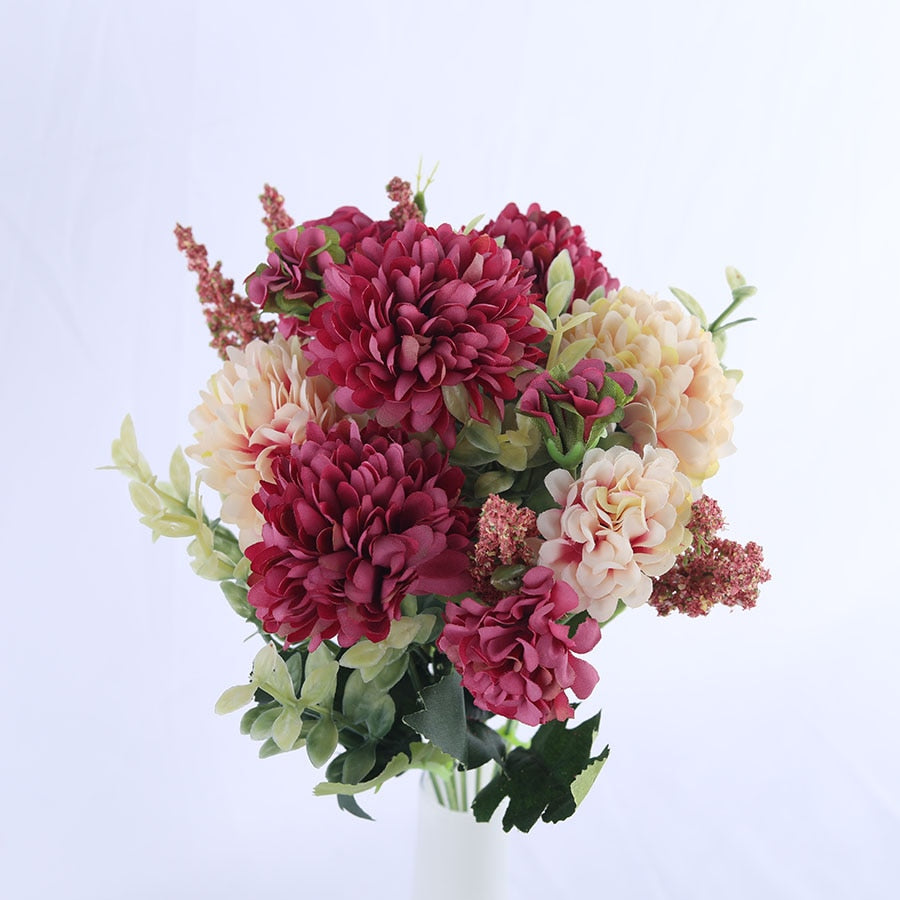 Hortensias Paniculata Artificiels Rouge