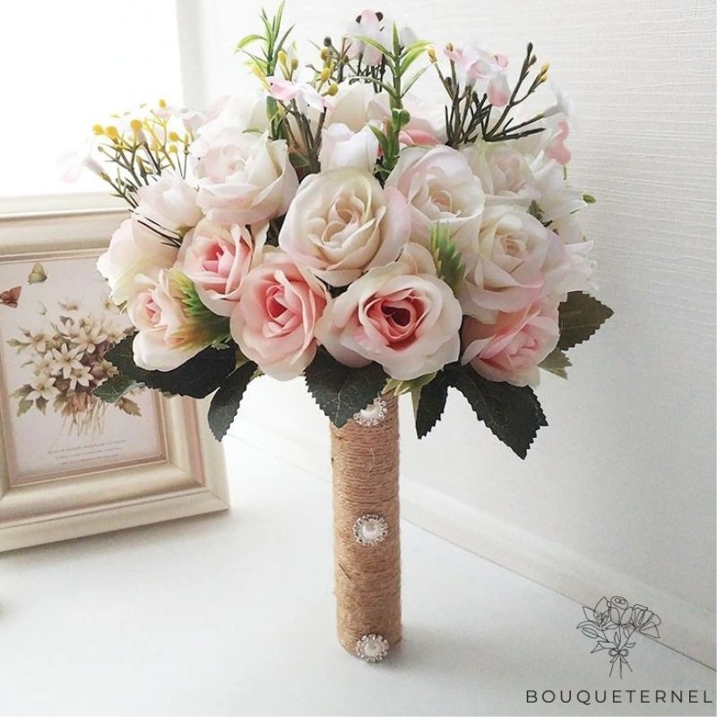 Bouquet de Fleurs pour Mariage Civil Roses Pâles