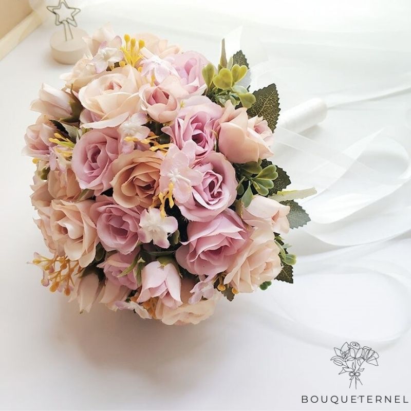 Bouquet de Fleurs pour Mariage Civil Violettes | Avec Rubans