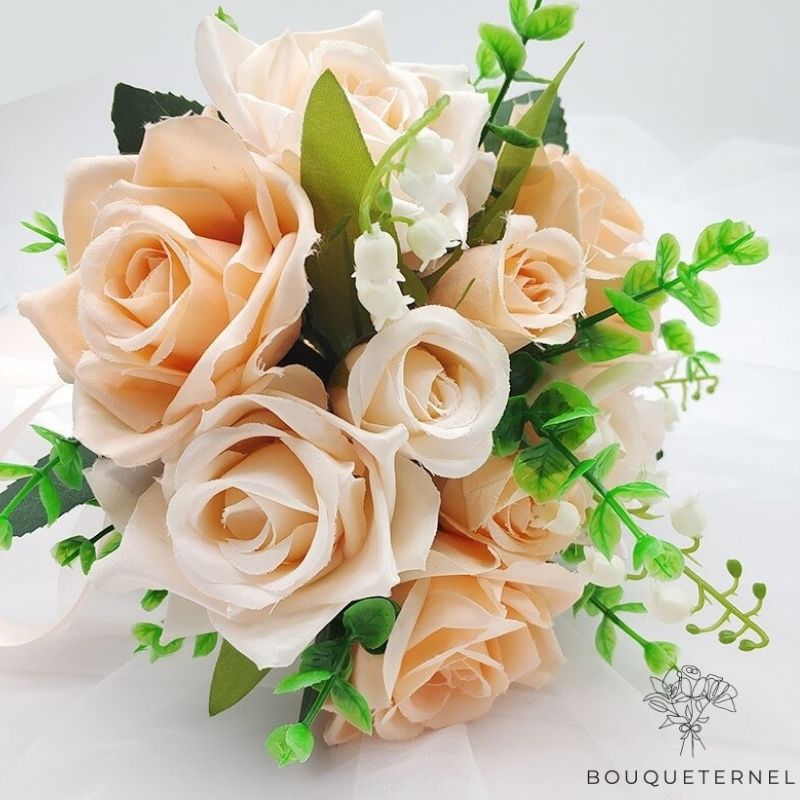 Bouquet de Fleurs de Mariage Simple Beiges