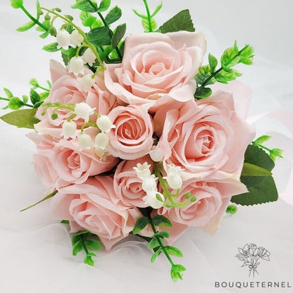 Bouquet de Fleurs de Mariage Simple Roses Pâles