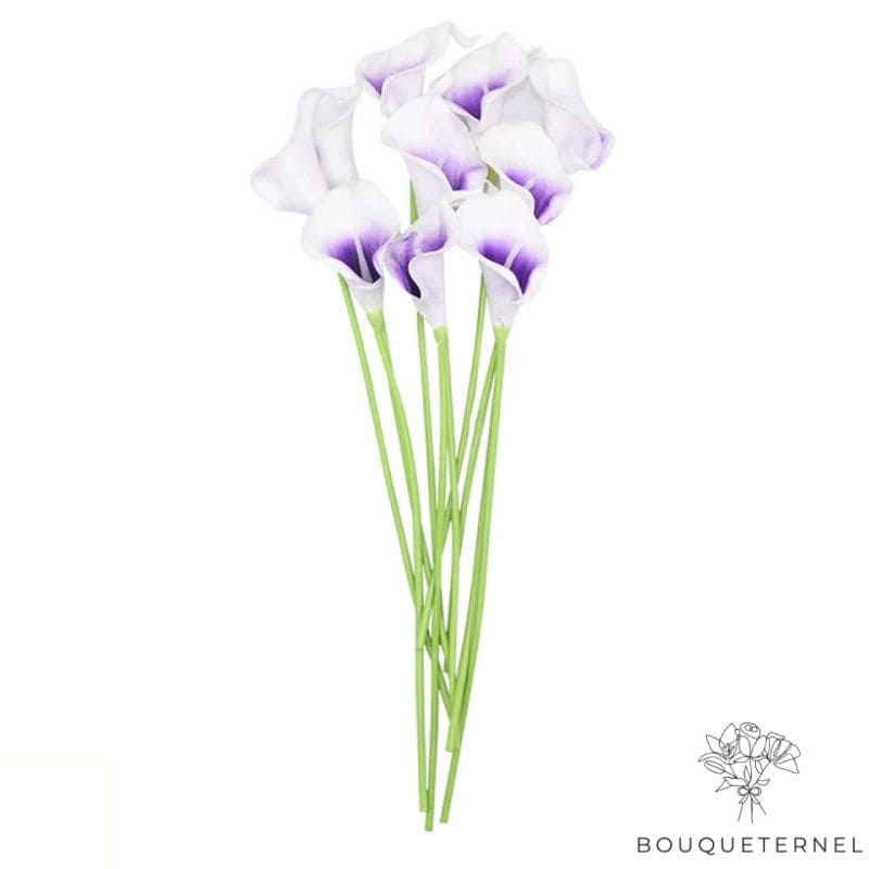 Fleurs de Lys Calla Artificielles Blanche et Violette