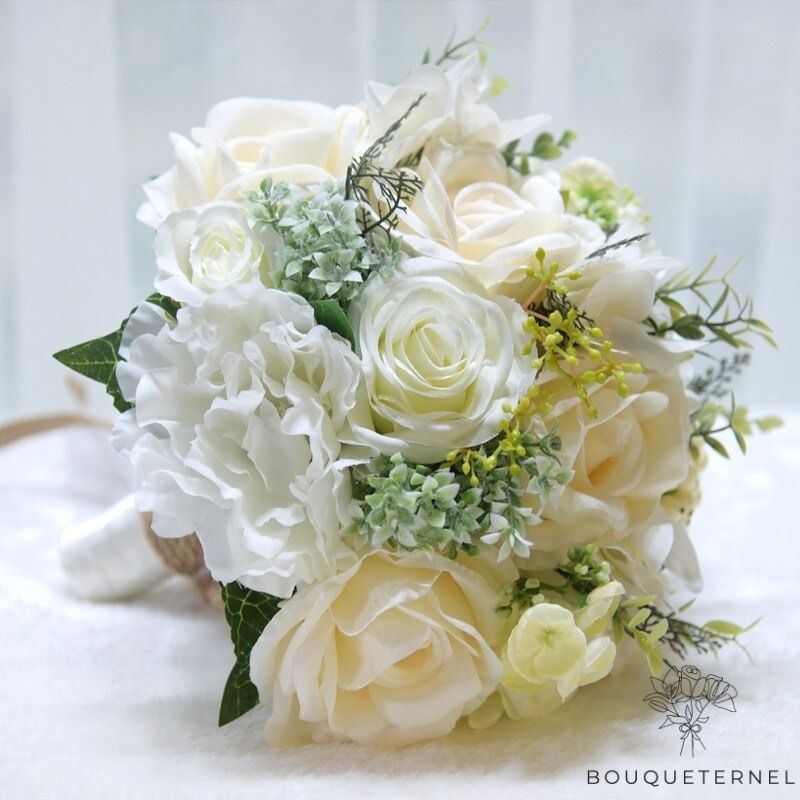 Bouquet de Mariée Pivoines et Roses Artificielles