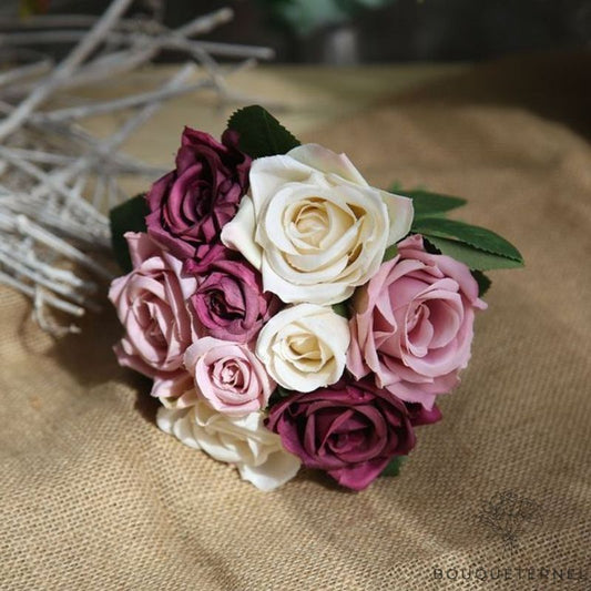 Bouquet de Rose en Soie Violette