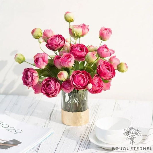 Bouquet de Fleurs Artificielles de Cimetière Rose