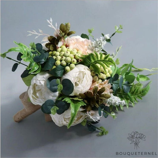 Bouquet de Mariée Pivoines Blanches Artificielles
