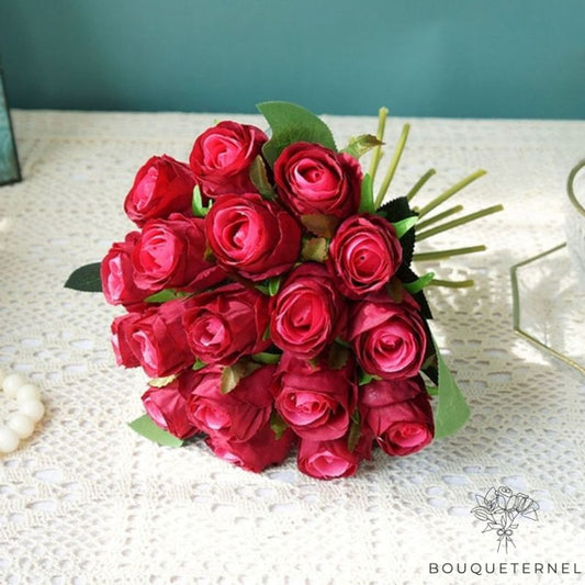Rose Ancienne Artificielle en Bouquet Rouge