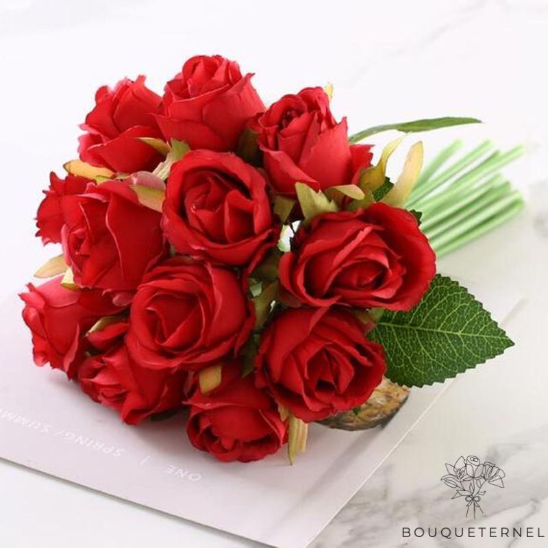 Bouquet de Rose Rouge Artificielle Rouge
