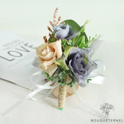 Boutonnière style Champêtre Grise