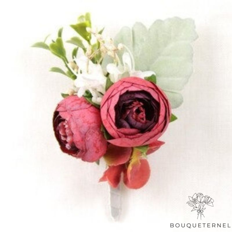 Boutonnière de Fleur de Mariage pour Homme Rouge