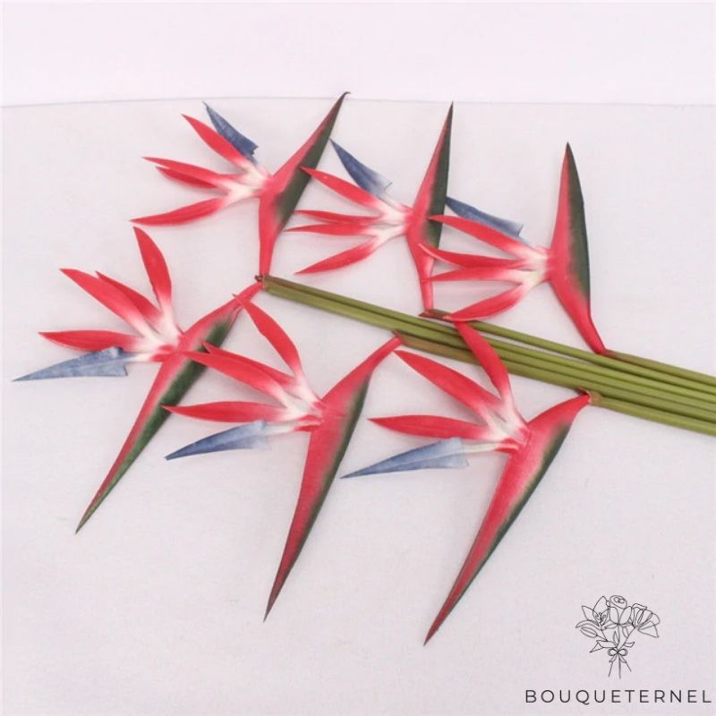 Fleurs Oiseau de Paradis Reginae Artificielles Rouge | À l'unité