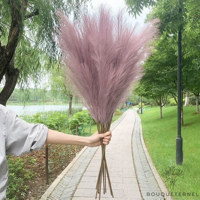 Branche Artificielle d'Herbes de la Pampa Artificielles Violettes | Lot de 5 Branches