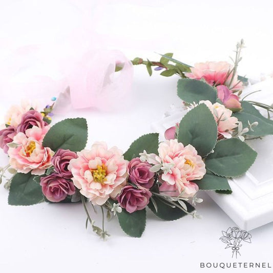 Couronne de Fleur pour Invité de Mariage Rose