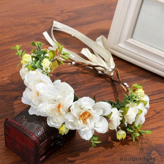 Couronne de Fleurs Artificielles Blanches Blanche