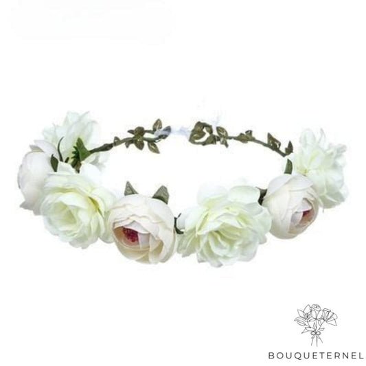 Couronne de Fleurs Blanches pour les Cheveux Blanche