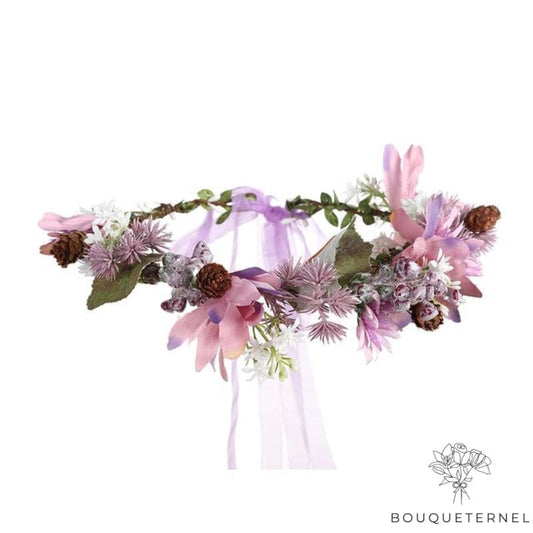 Couronne de Fleurs pour Cheveux style Champêtre Violette