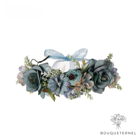 Couronne de Fleurs dans les Cheveux Bleue
