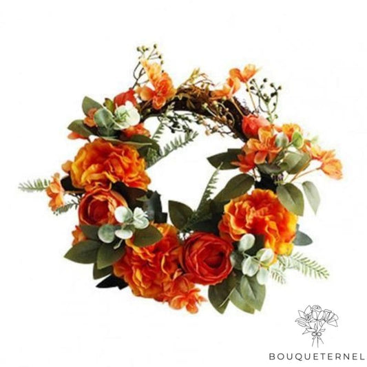 Couronne de Fleurs de Deuil Pas Cher Orange
