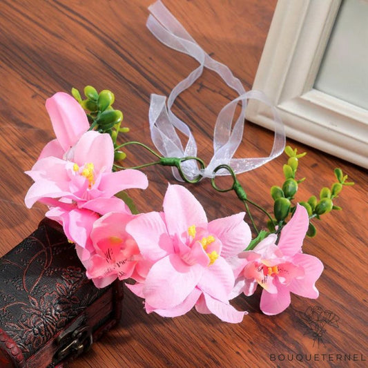 Couronne de Fleurs pour Fillette Rose