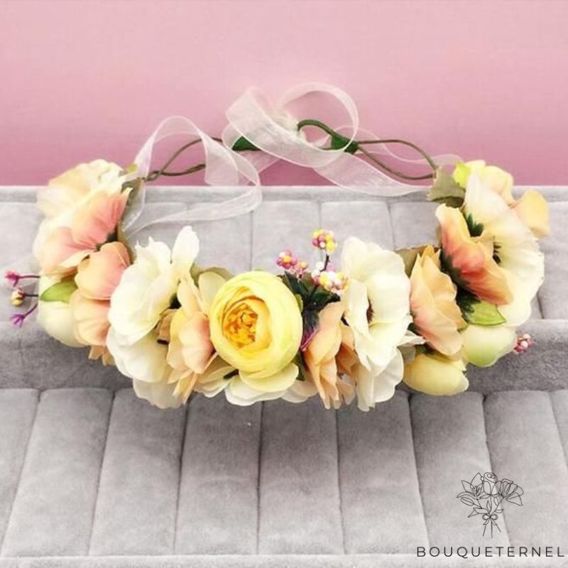 Couronne de Fleurs pour Cheveux Courts Jaune