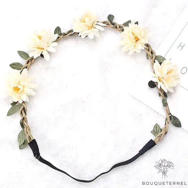 Couronne de Fleurs de Mariée Blanc Cassé