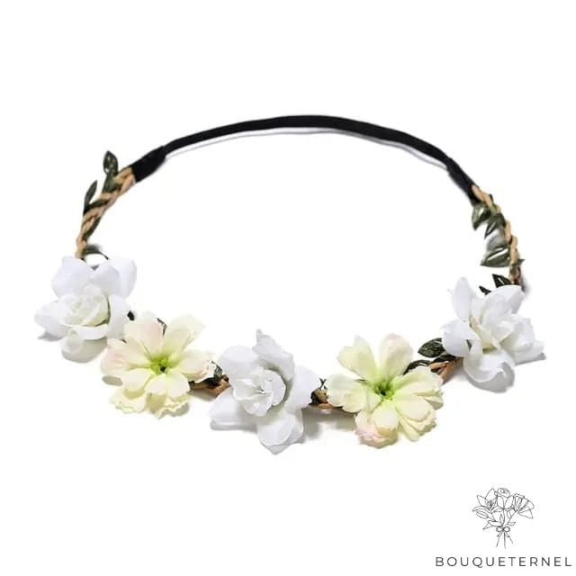 Couronne de Fleurs de Mariée Blanc et Jaune