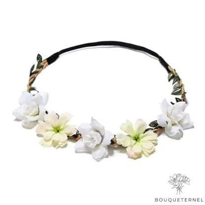 Couronne de Fleurs de Mariée Blanc et Jaune