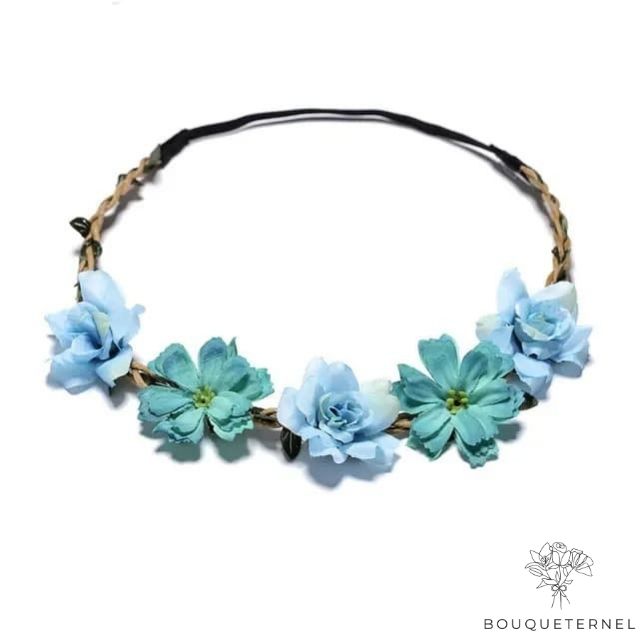 Couronne de Fleurs de Mariée Bleu