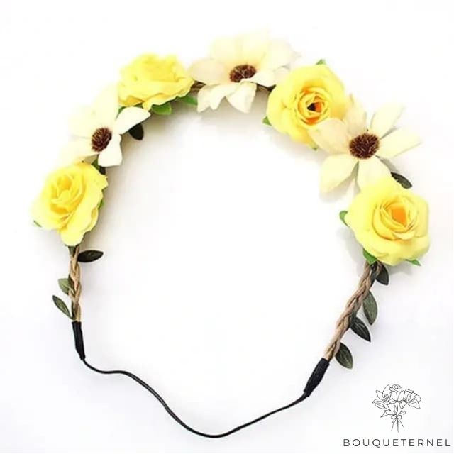 Couronne de Fleurs de Mariée Jaune