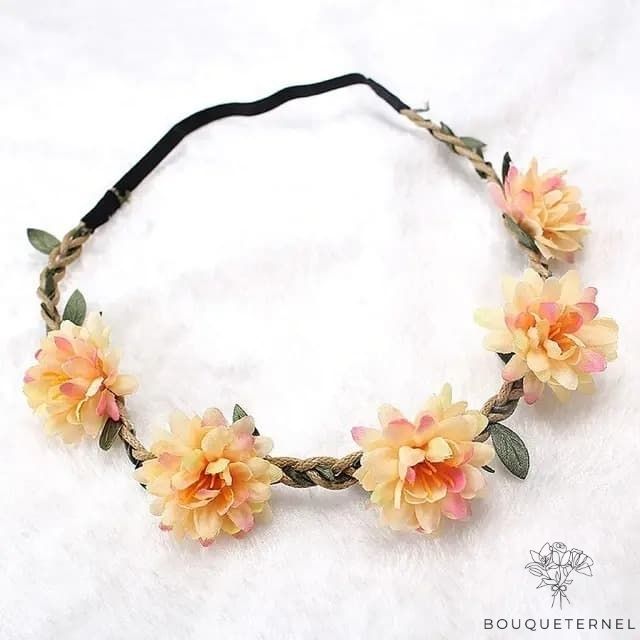 Couronne de Fleurs de Mariée Jaune et Orange