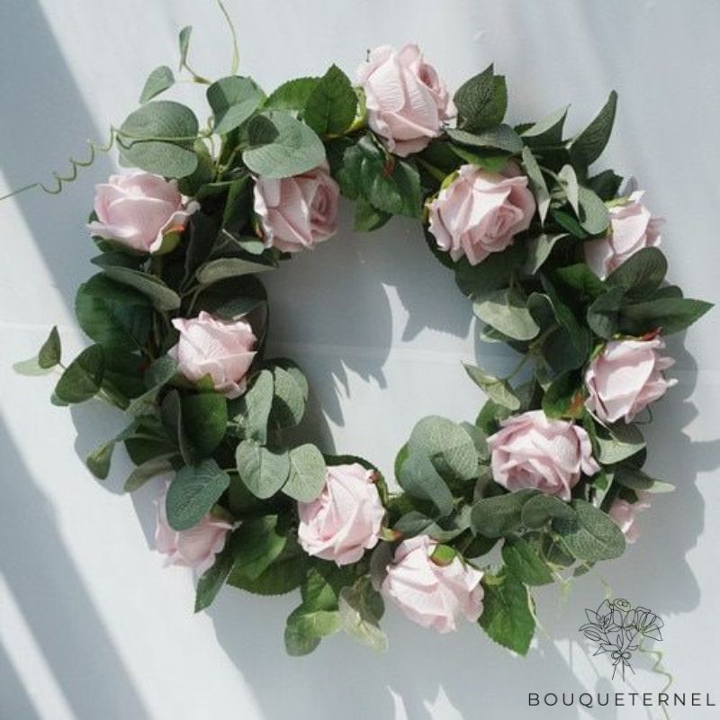 Couronne Mortuaire de Fleurs Artificielles Rose