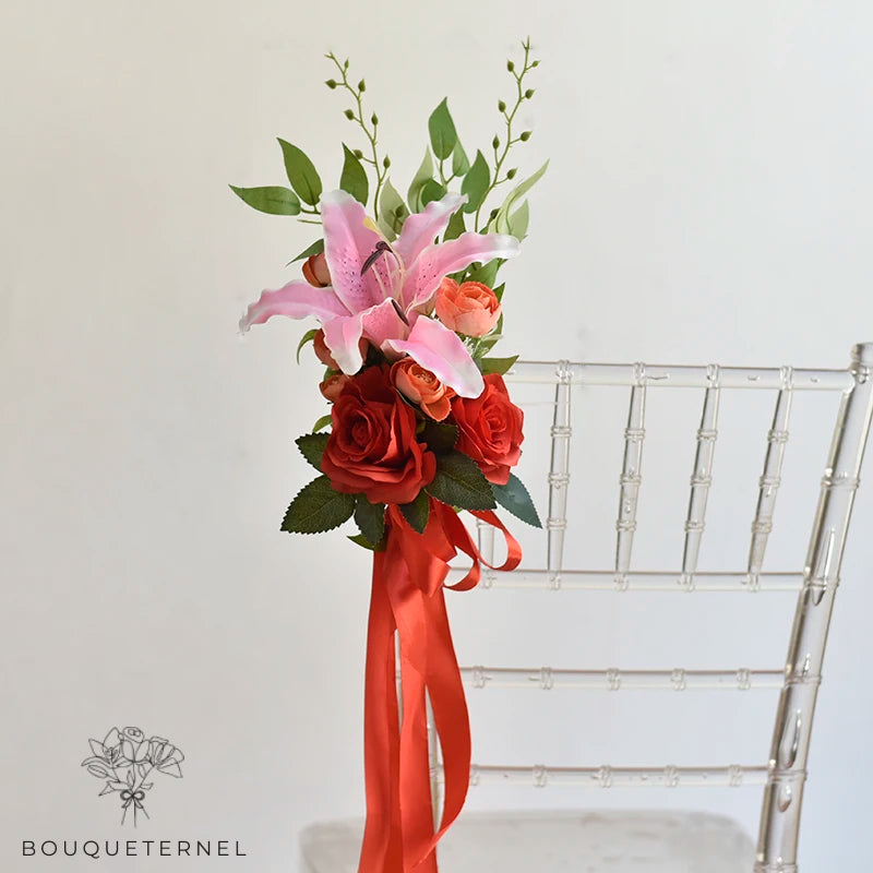 Décoration Chaise de Mariage en Fleurs Artificielles