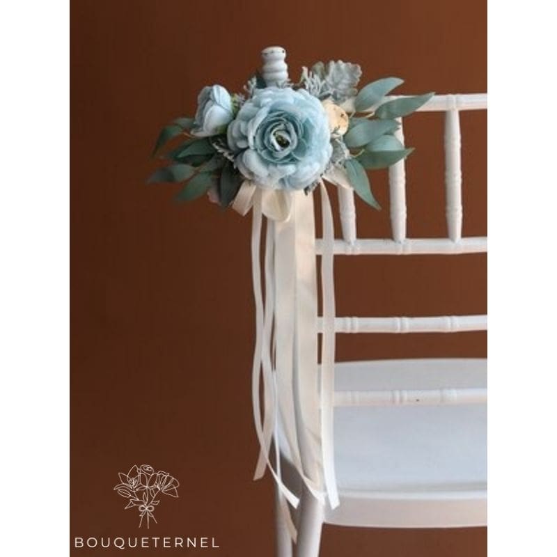 Décoration de Chaises d'Église pour Mariage Bleue