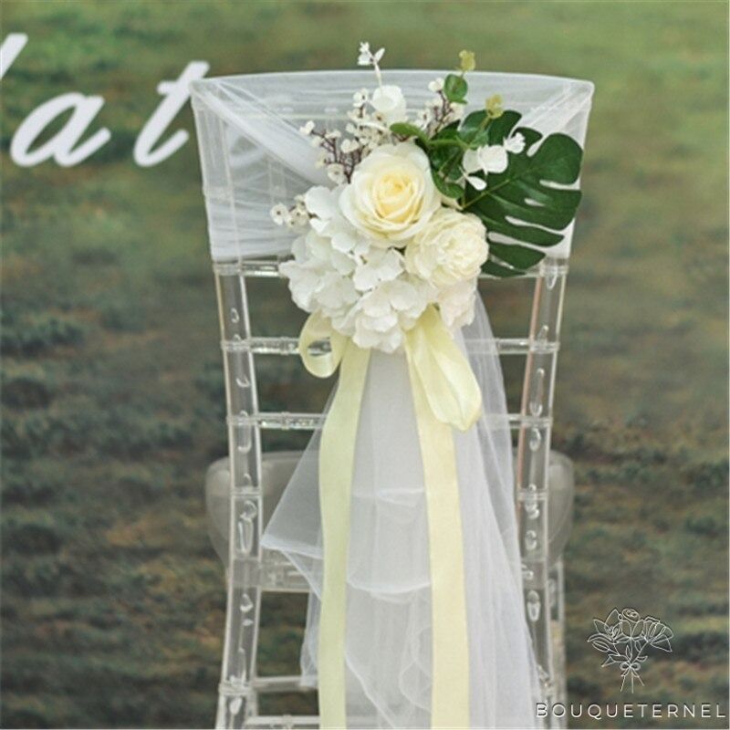 Décoration de Chaise pour Mariage Champêtre Blanches
