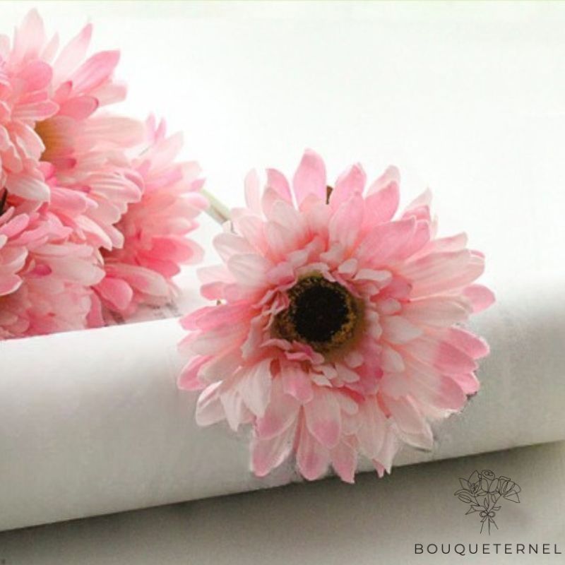 Fausse Fleur de Gerbera Rose | Lot de 2 tiges de Gerbera Artificielles