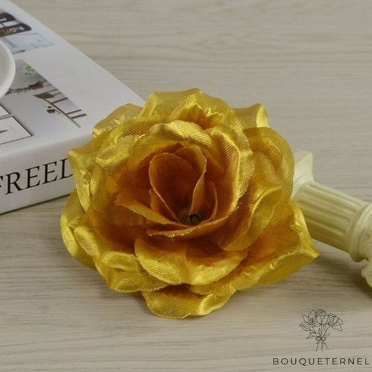 Fausse Rose Dorée Or | Lot de 10 Roses Artificielles