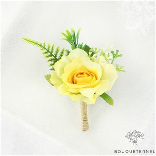 Fleur en Boutonnière pour Mariage Jaune