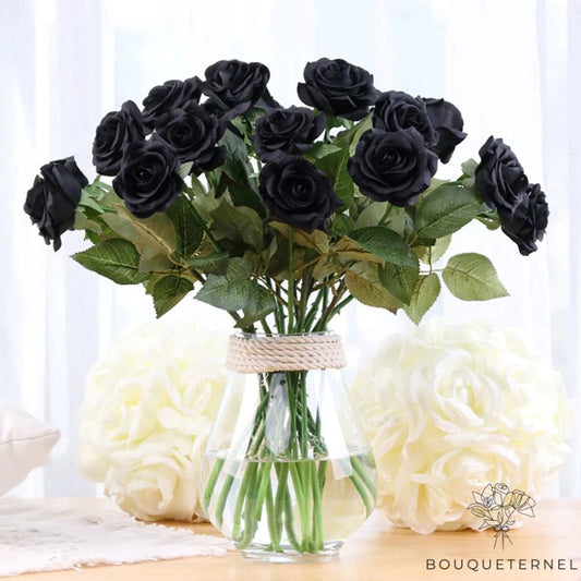 Fleurs Artificielles de Roses Noires Noire