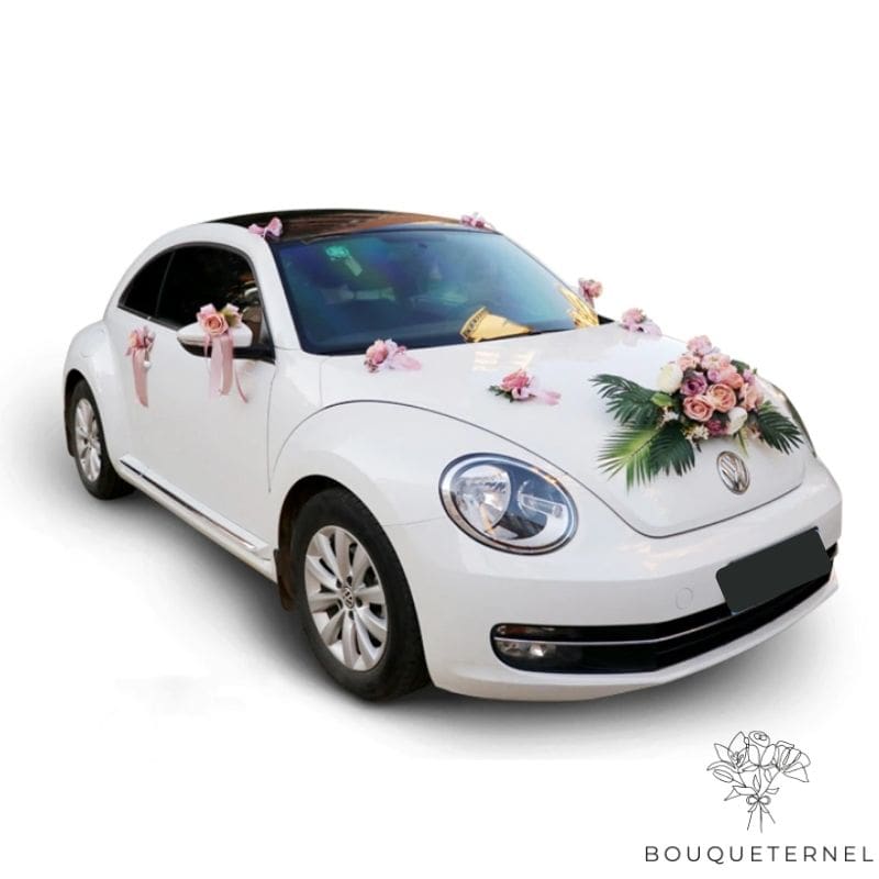 Fleurs pour Capot de Voiture de Mariage Rose
