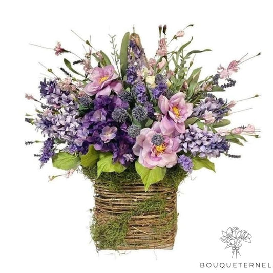 Jardinière de Fleurs Artificielles de Cimetière Violette