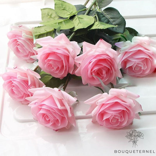 Lot de Roses Artificielles Rose | Lot de 7 Roses Artificielles