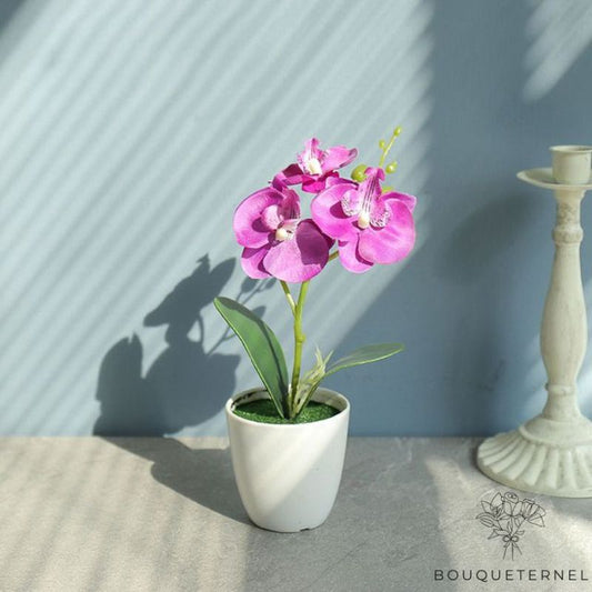 Orchidée Artificielle en Pot Haut de Gamme Violette